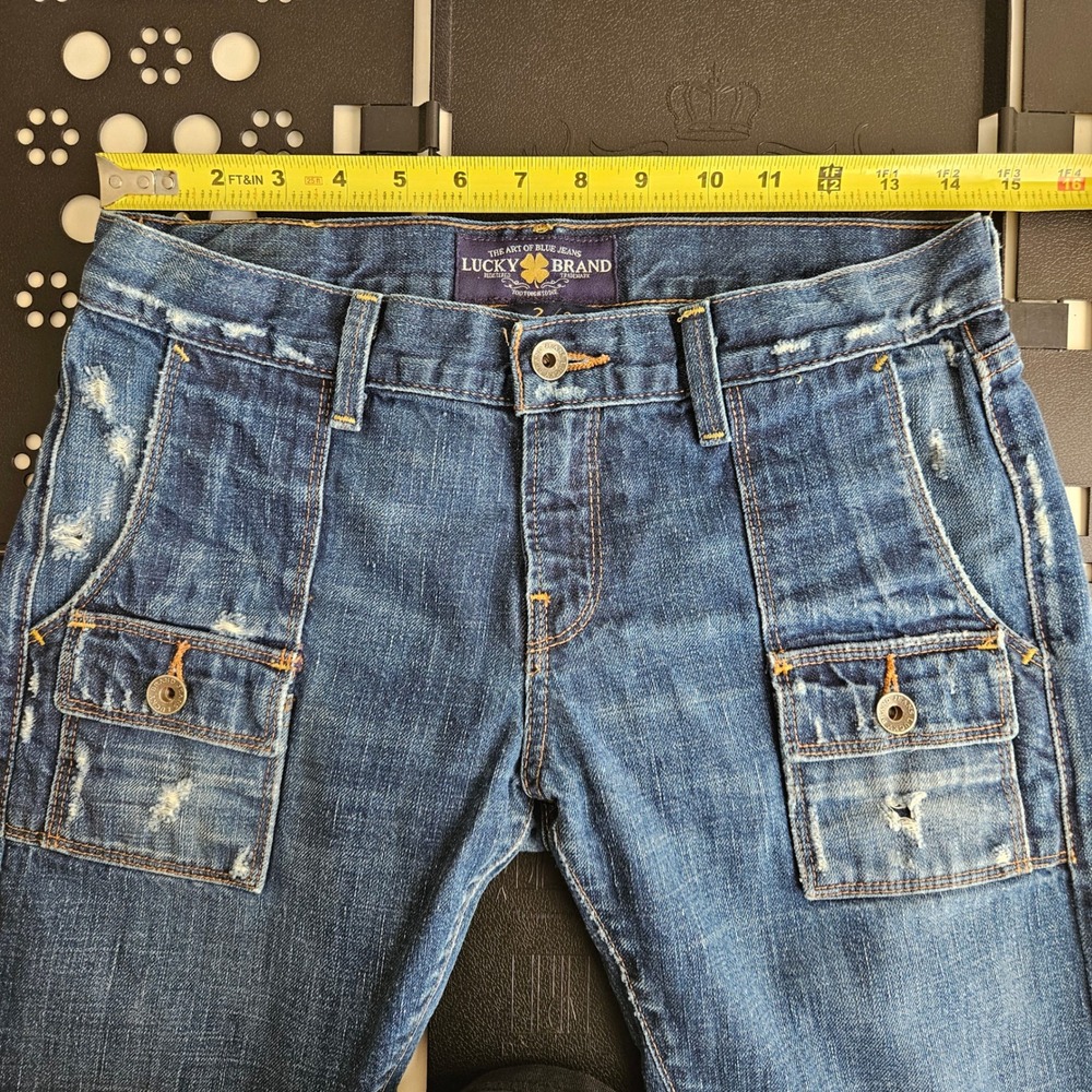Lucky Brand Porkchop Ankle Crop Jeans Womens 2/26 Blue Good Distressed - Picture 7 of 16
